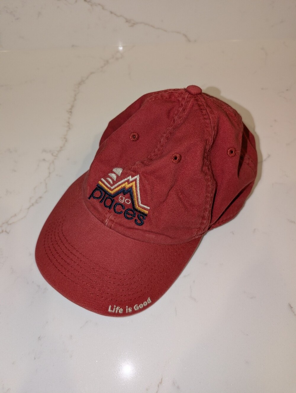 Life Is Good Go Places Washed Red Baseball Cap